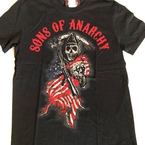 SONS OF ANARCHY ROAD GEAR Mens Black Graphic T.Shirt Size Small 100% Cotton New